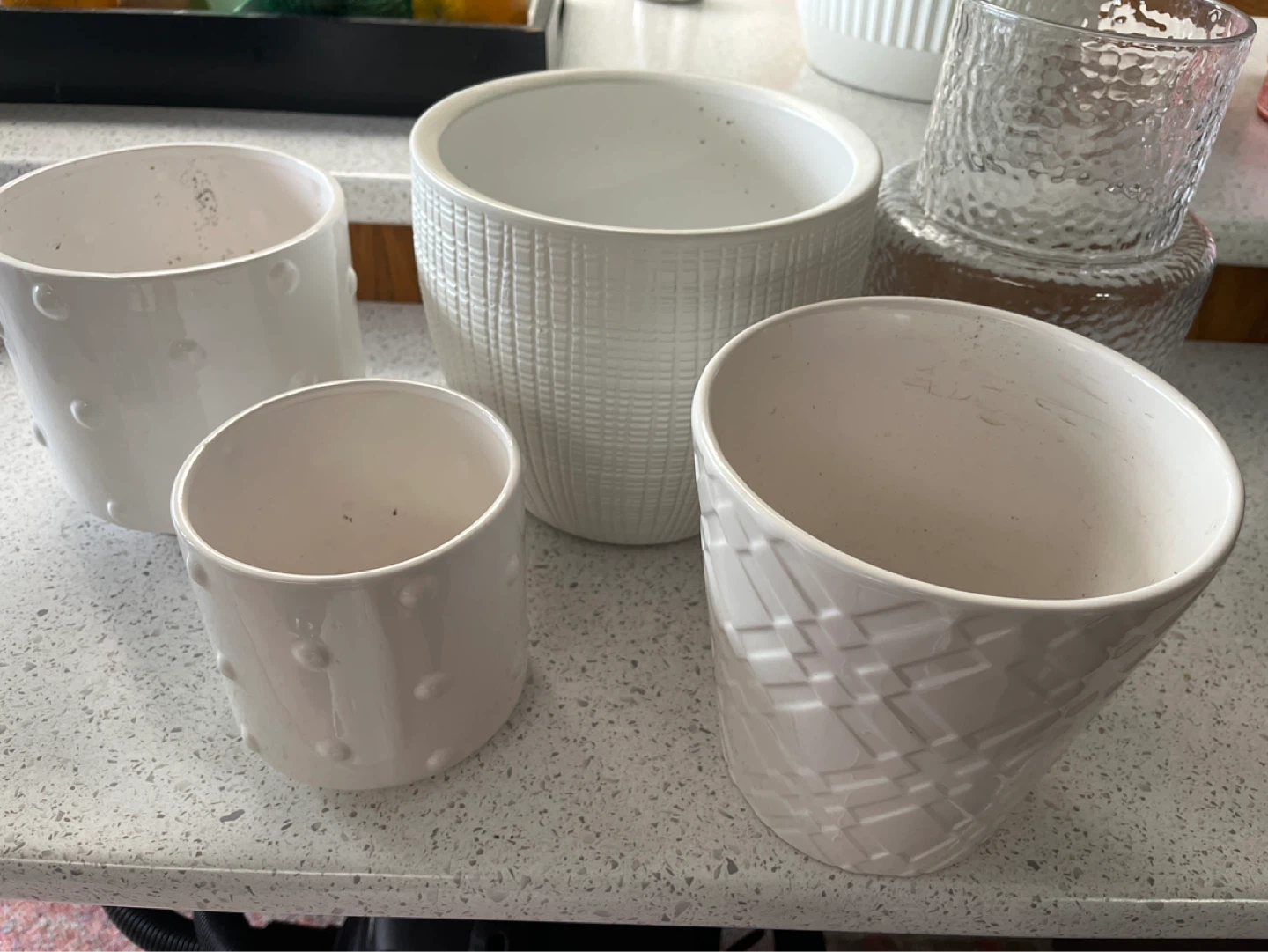 Set of 4 Ceramic & Glass Planters