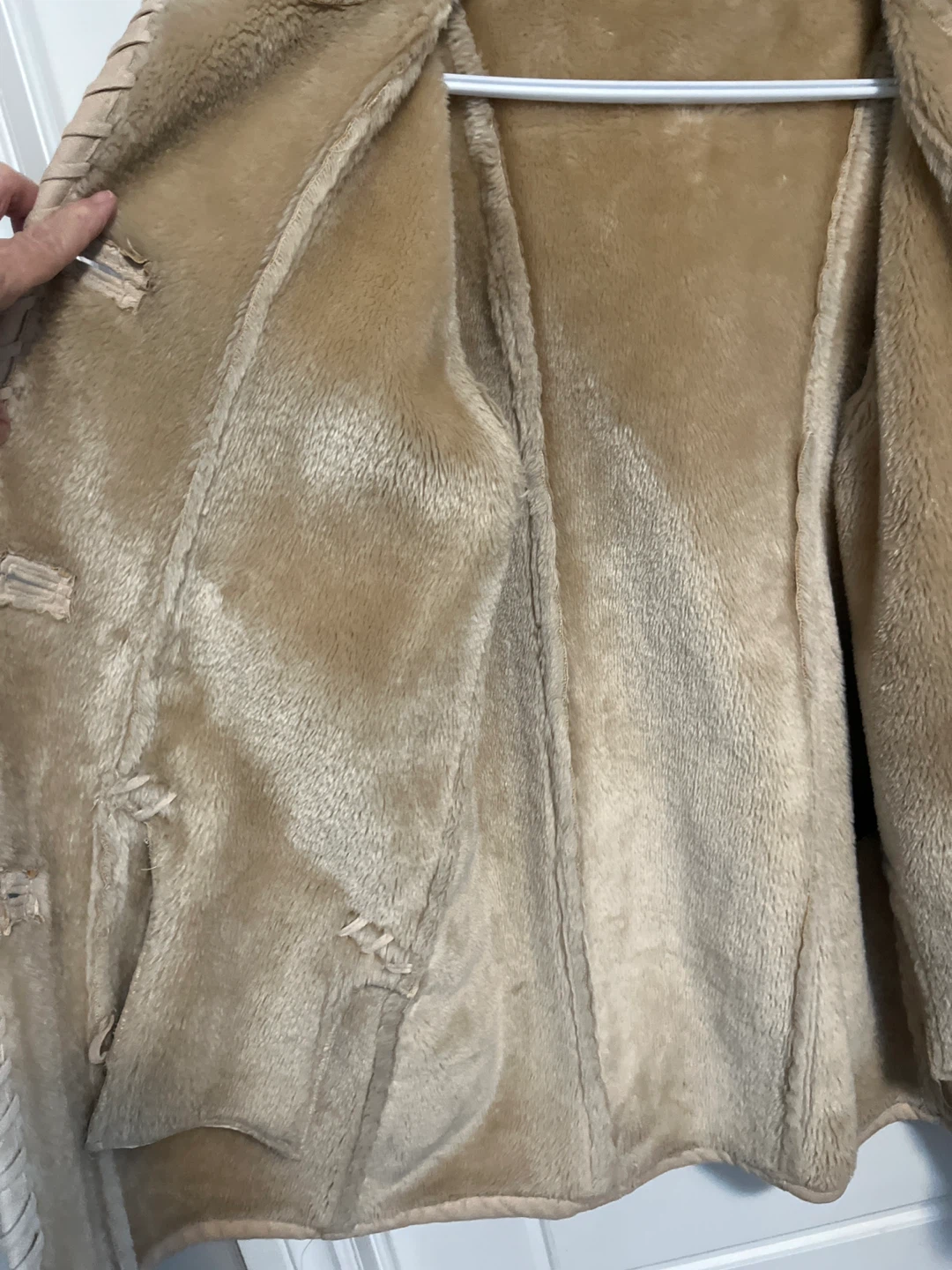 Tan Faux Suede Hooded Coat with Faux Fur Lining - photo 2
