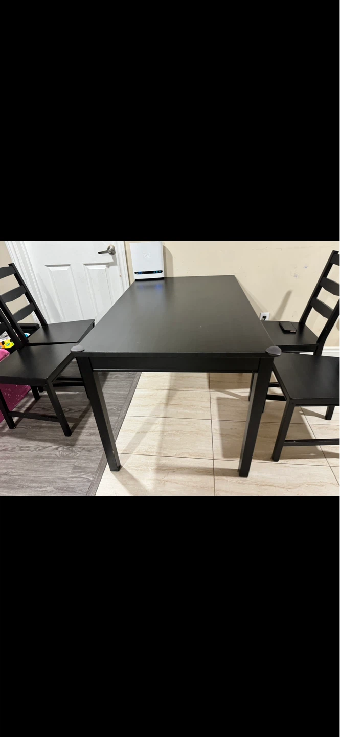 IKEA Black Dining Table and 4 Chairs