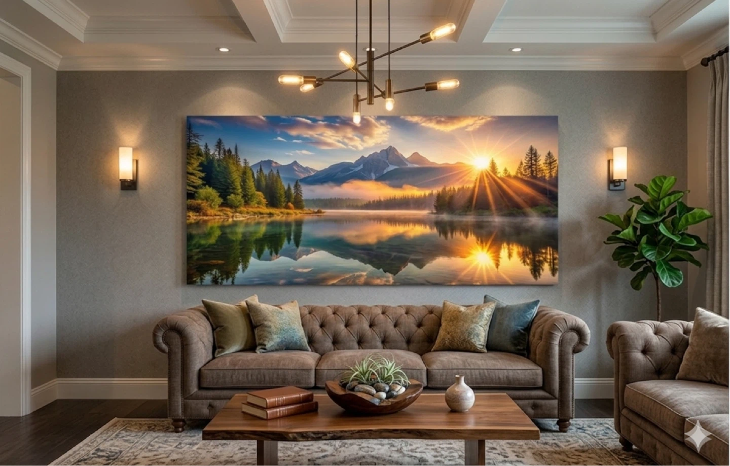 Mountain Lake Sunrise Canvas Wall Art60x32 inches - photo 2