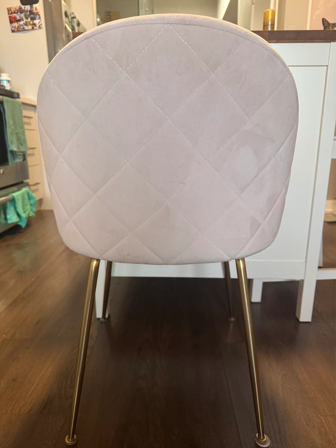 Pink Velvet Dining Chair with Gold Legs - photo 4