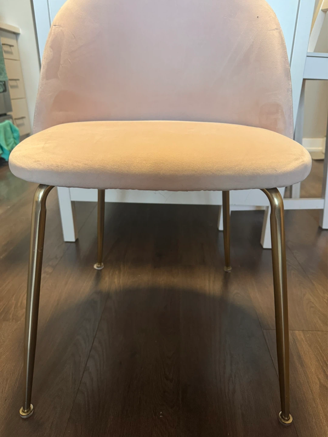 Pink Velvet Dining Chair with Gold Legs - photo 2