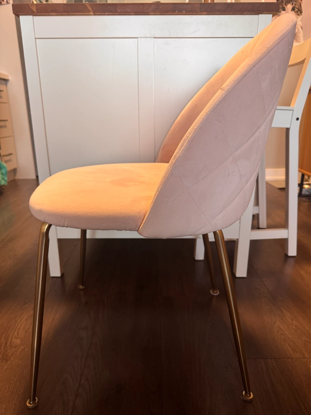 Pink Velvet Dining Chair with Gold Legs - photo 3