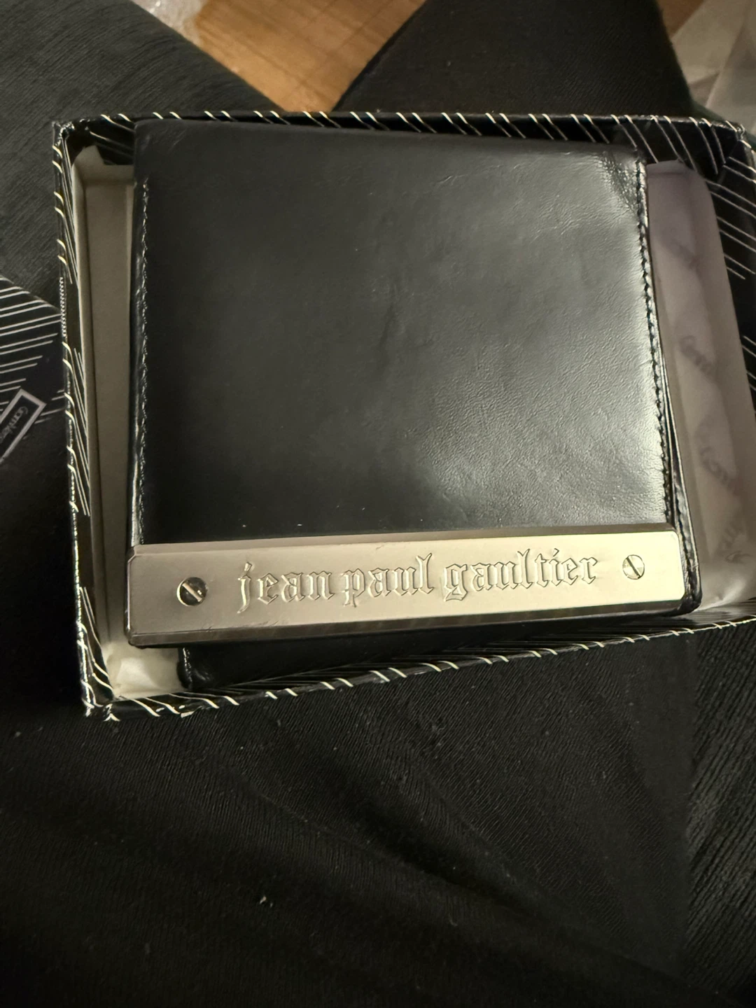 Jean Paul Gaultier Black Leather Bifold Wallet w/ Original Box