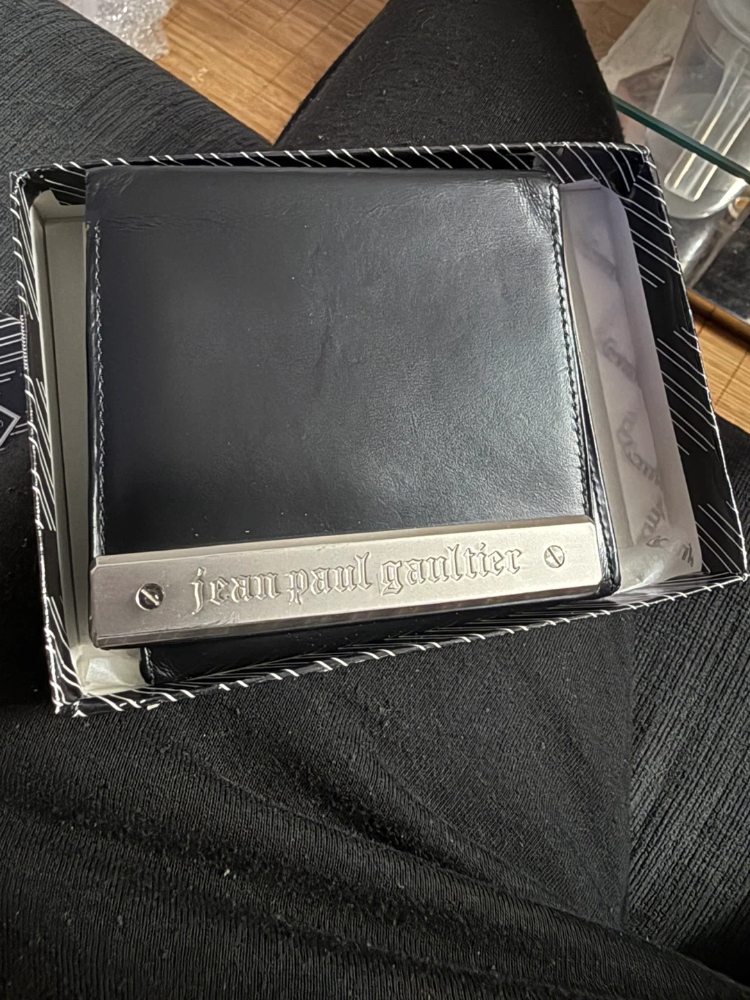 Jean Paul Gaultier Black Leather Bifold Wallet w/ Original Box - photo 3