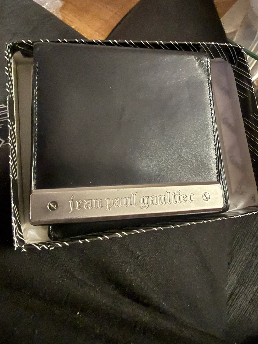 Jean Paul Gaultier Black Leather Bifold Wallet w/ Original Box - photo 2