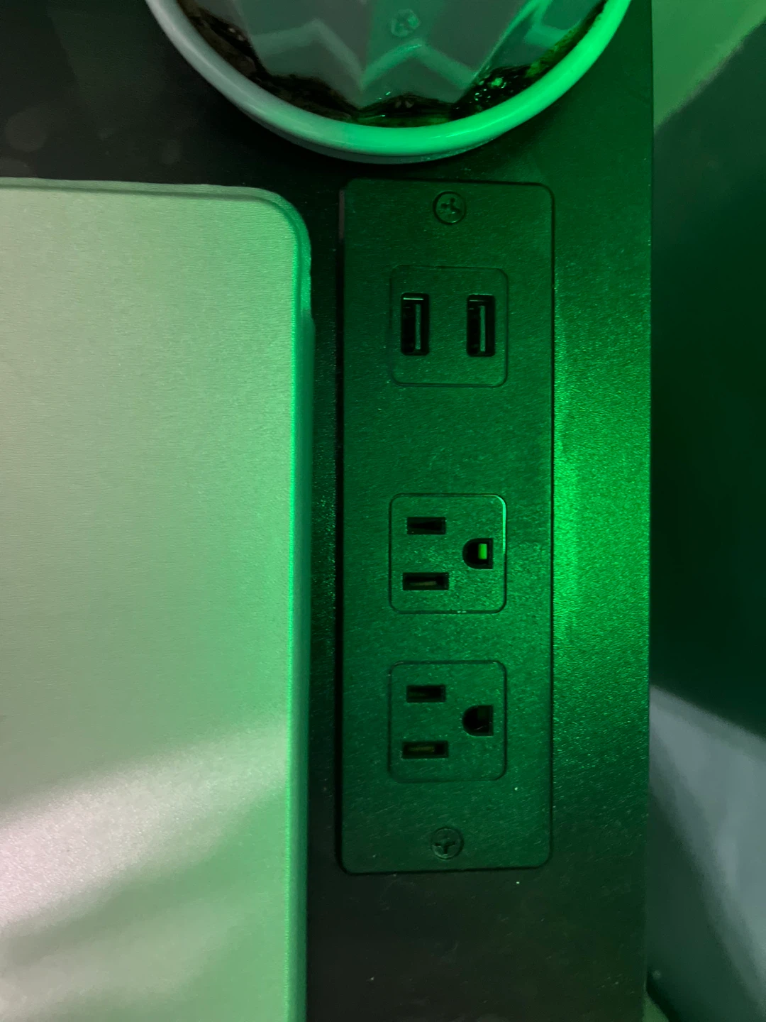 Black Nightstand with Integrated Power Strip - photo 2