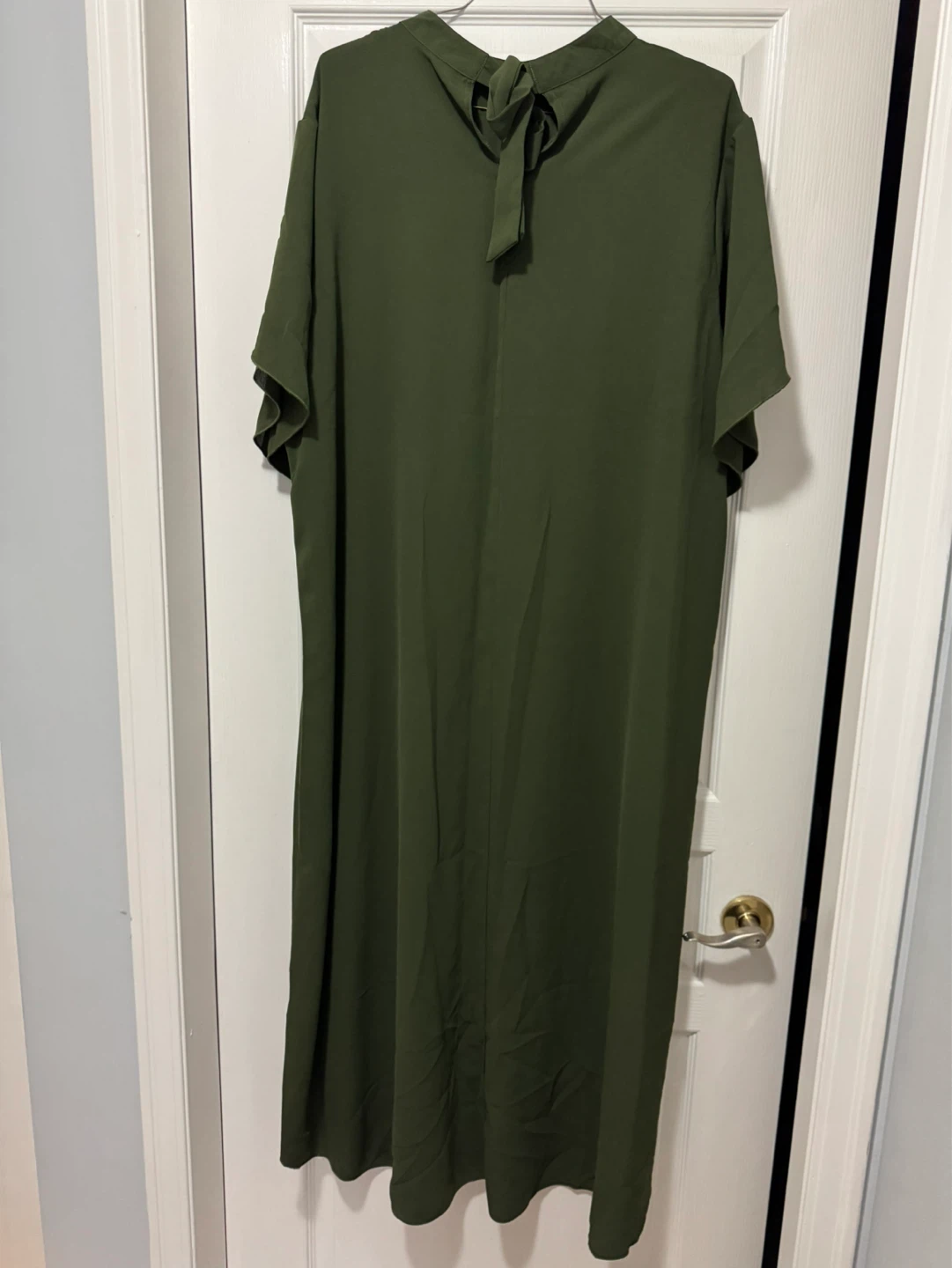 Olive Green Pleated Midi Dress with Tie Back size 3xl - photo 4
