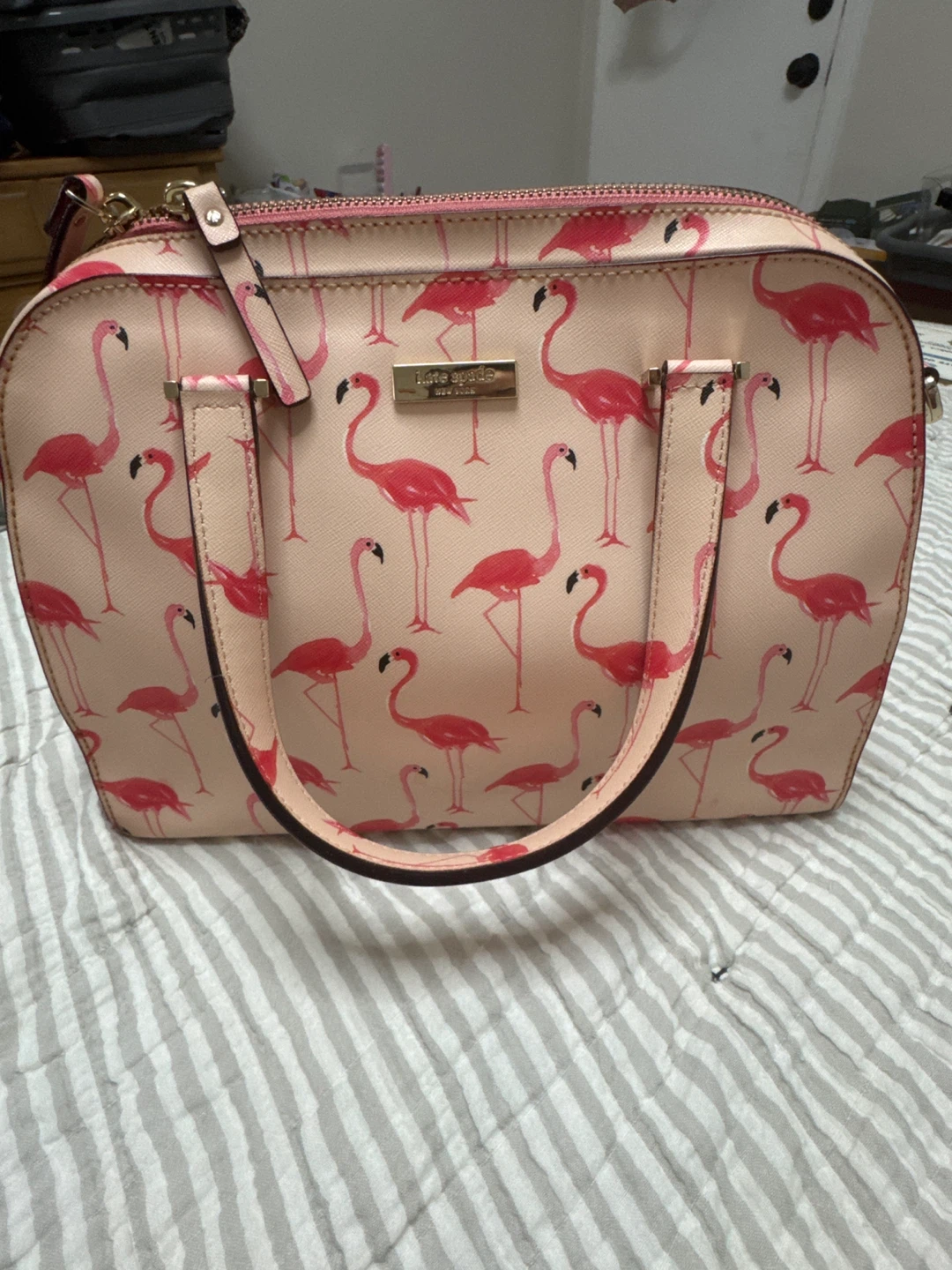 Kate Spade Flamingo Print Dome Satchel Bag