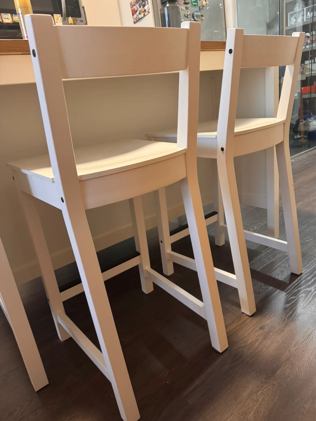 White Wooden Bar Stools (Set of 2)