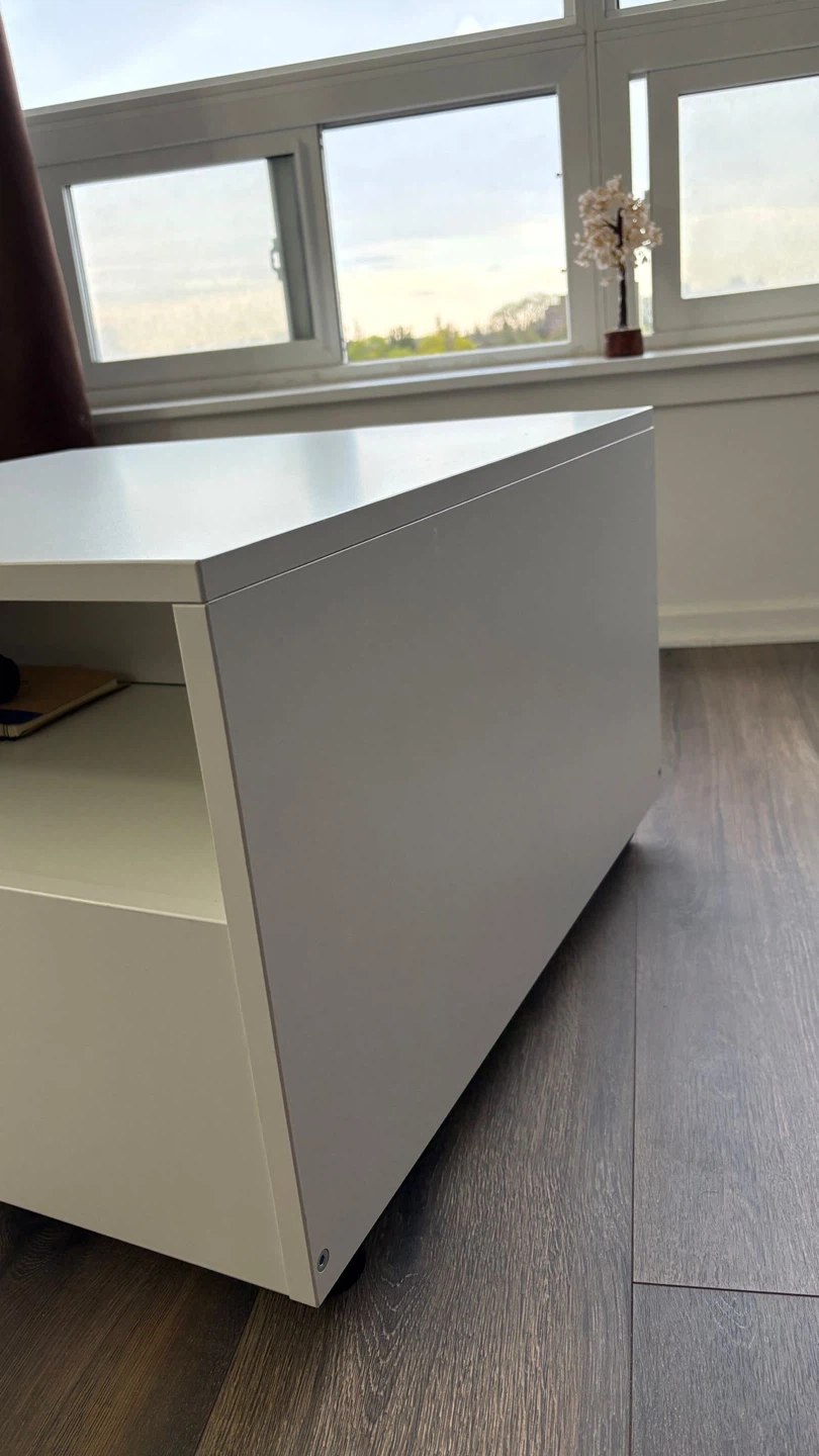 White modern storage coffee table with drawer