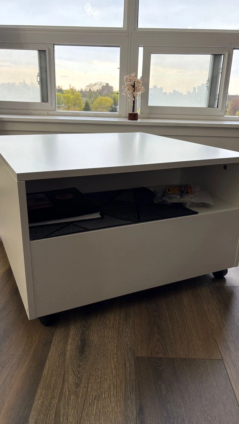White modern storage coffee table with drawer - photo 4