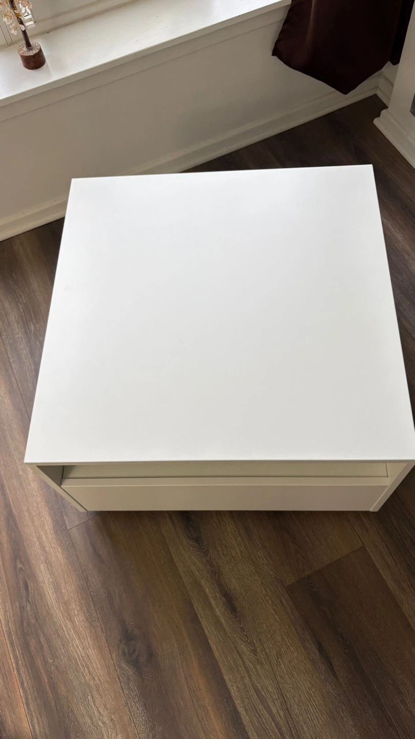 White modern storage coffee table with drawer - photo 3
