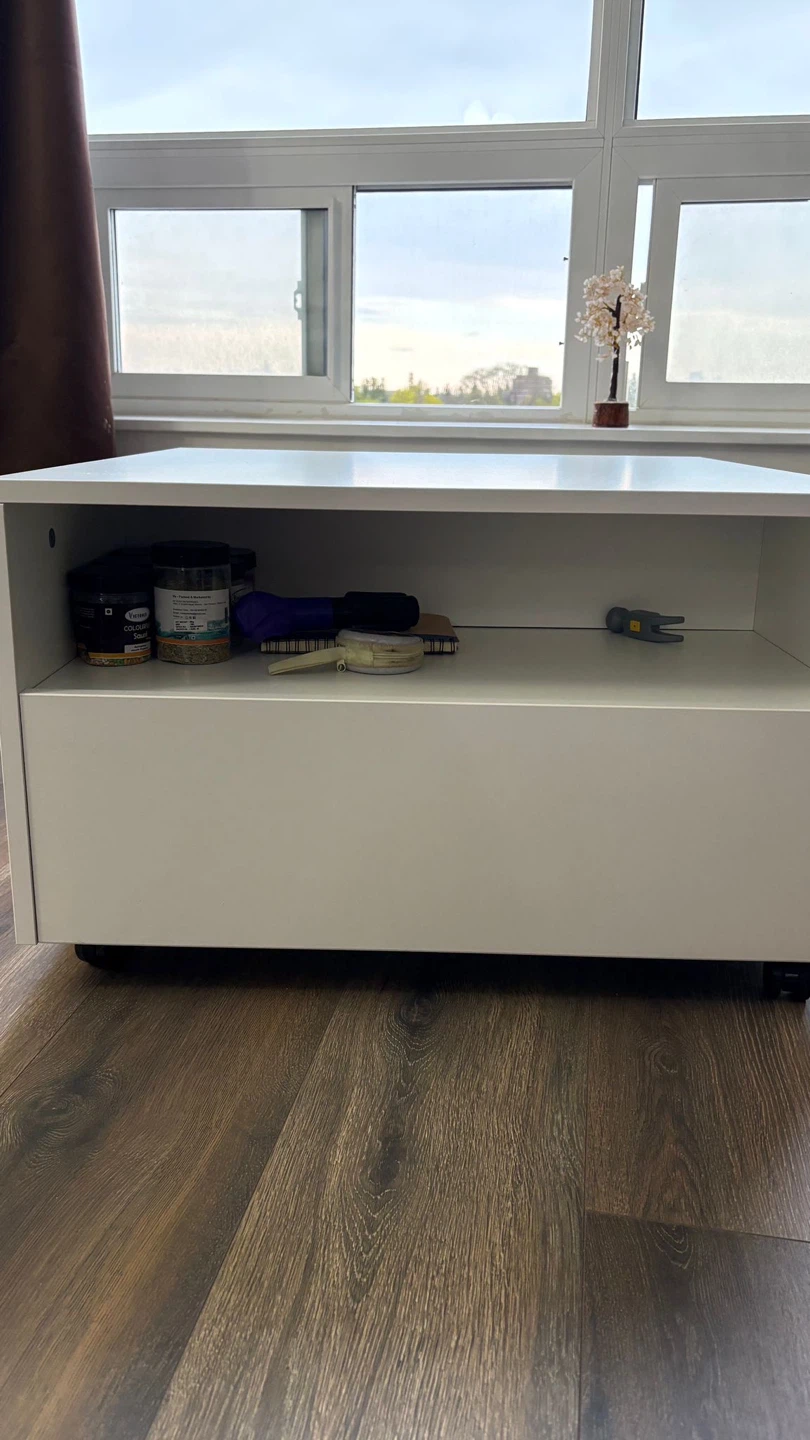 White modern storage coffee table with drawer - photo 2