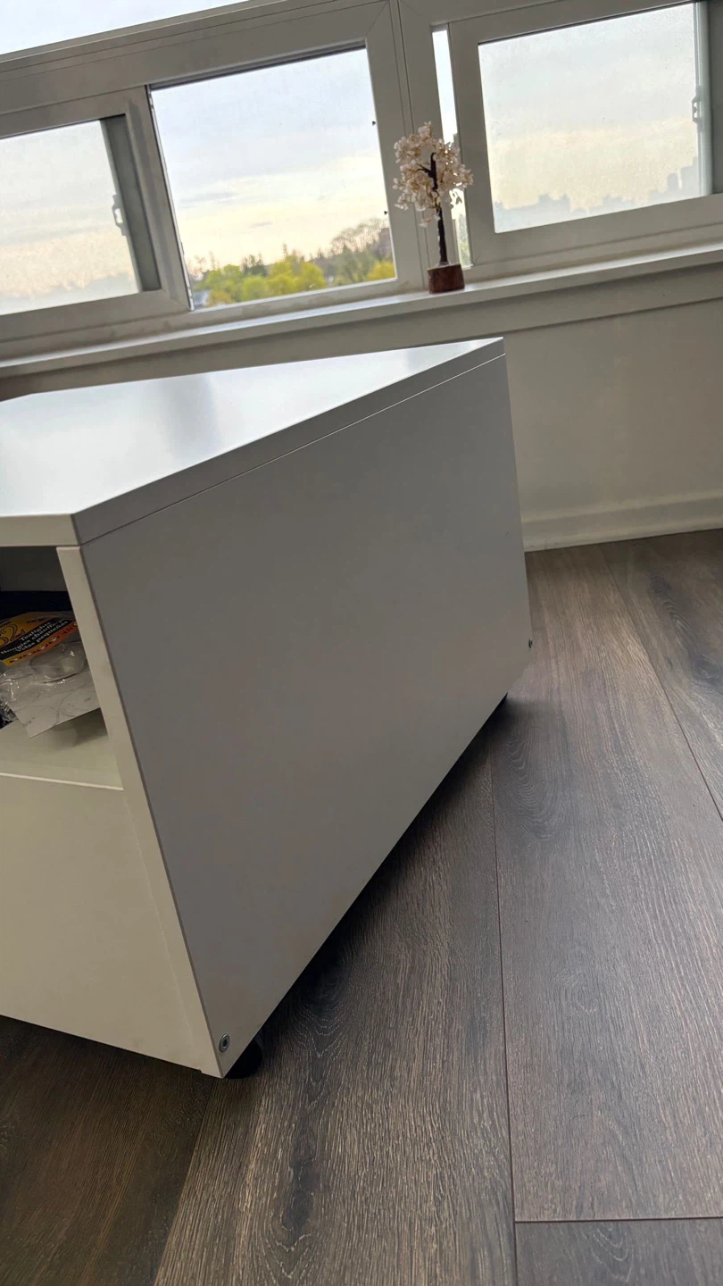 White modern storage coffee table with drawer - photo 5