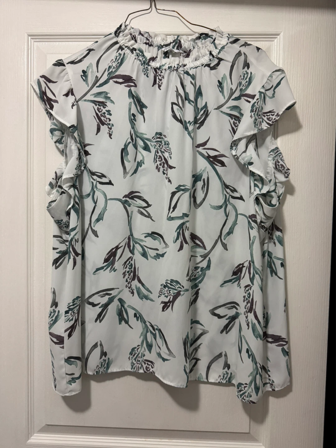 Reitmans White Floral Print Blouse - Size 3X