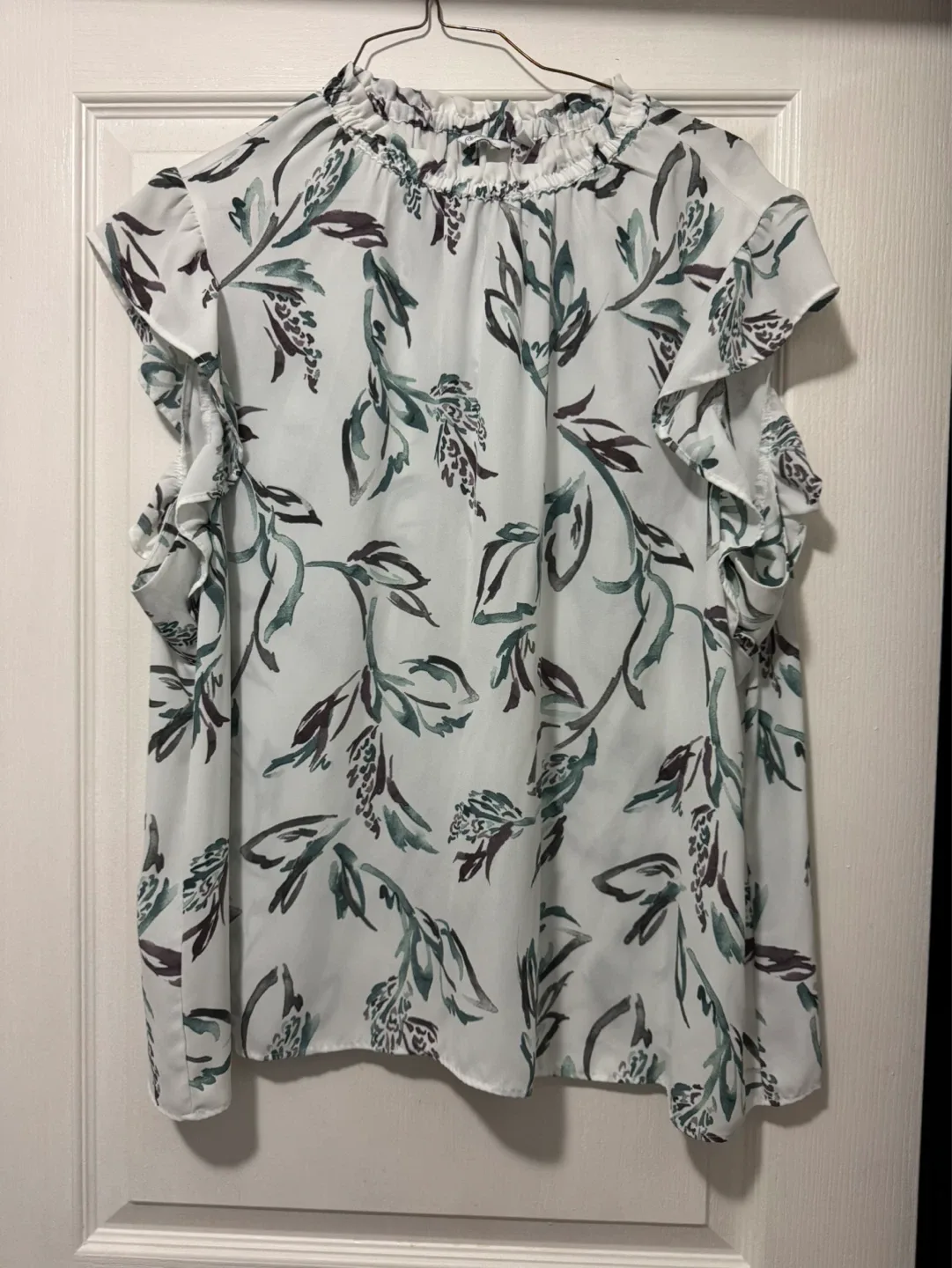 Reitmans White Floral Print Blouse - Size 3X