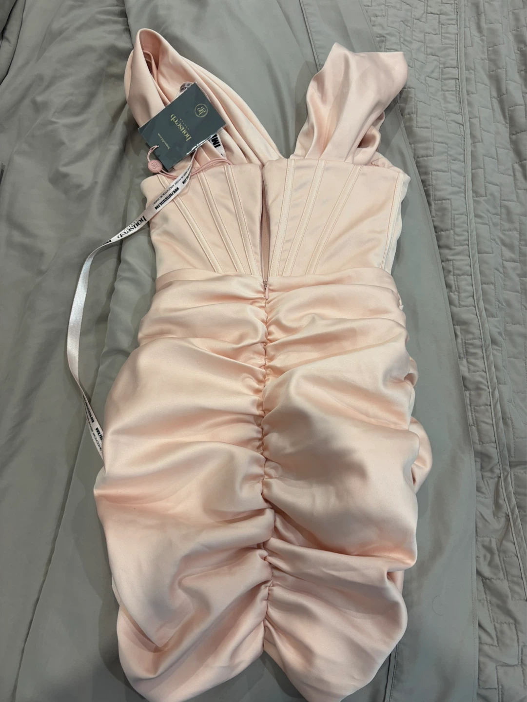 House of CB Pink Ruched Midi Dress