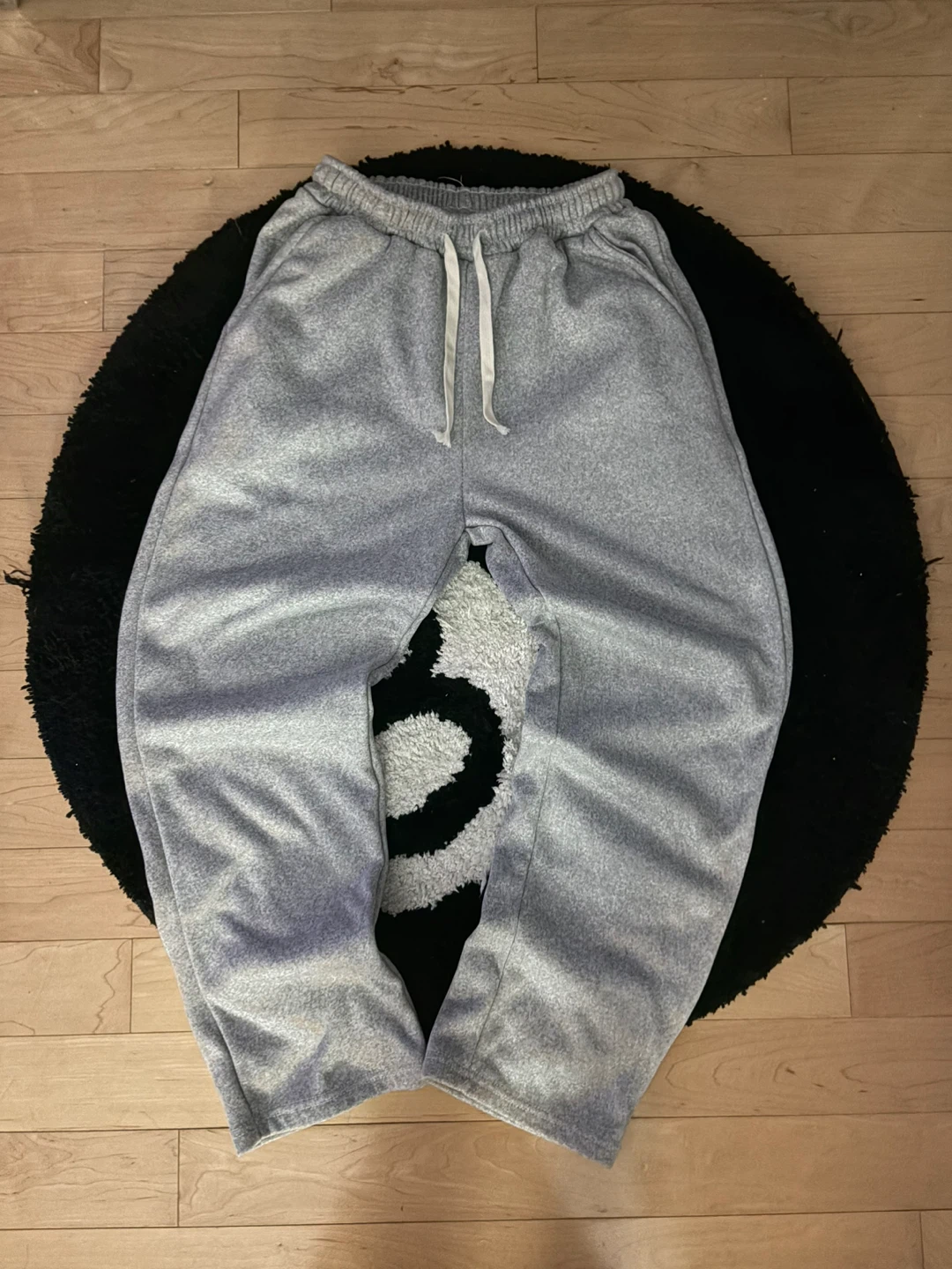 Grey cotton joggers with elastic waistband, size small