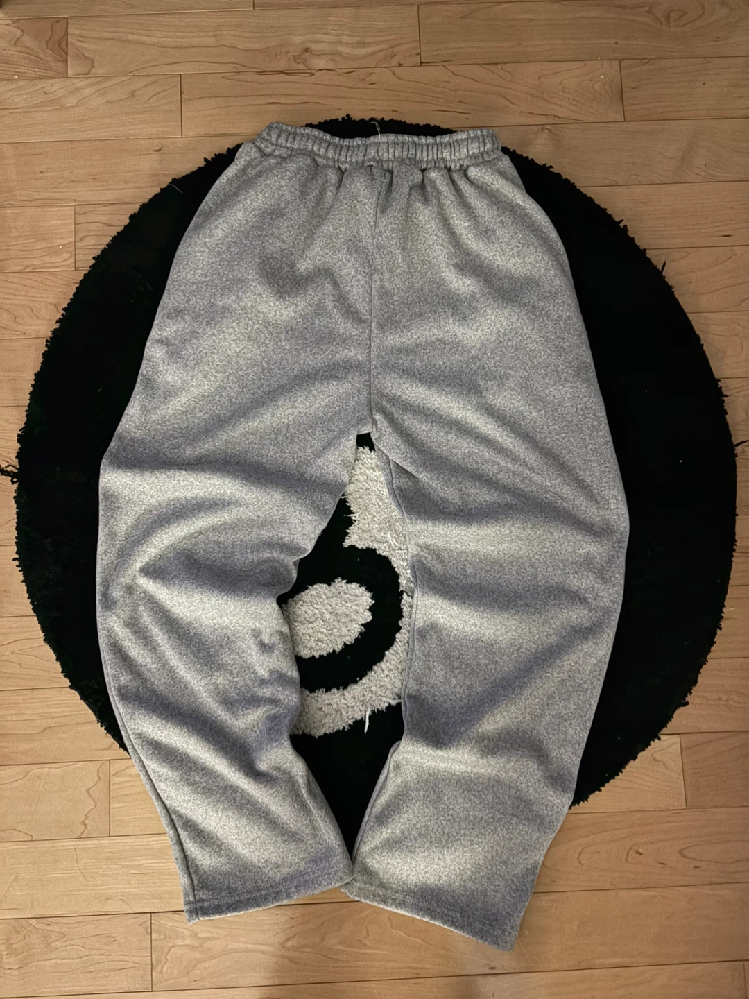 Grey cotton joggers with elastic waistband, size small - photo 2