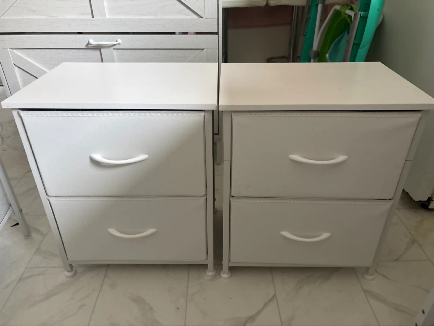 TWO 2-Drawer Nightstand - White