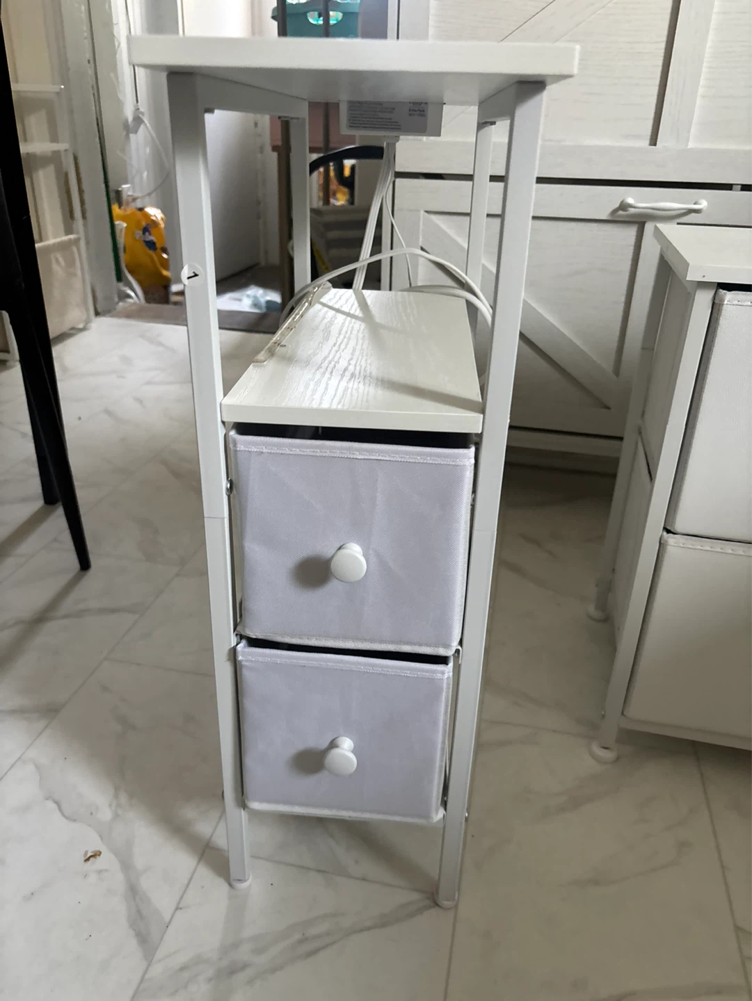 White 2-Drawer Narrow Storage Shelf - photo 2