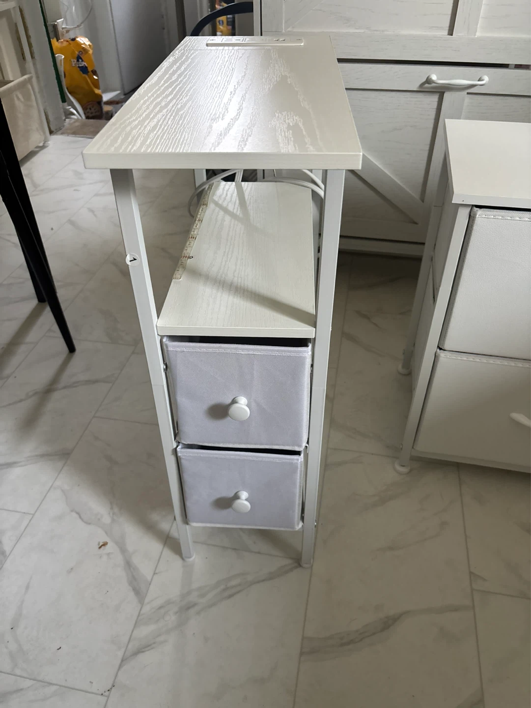 White 2-Drawer Narrow Storage Shelf - photo 3