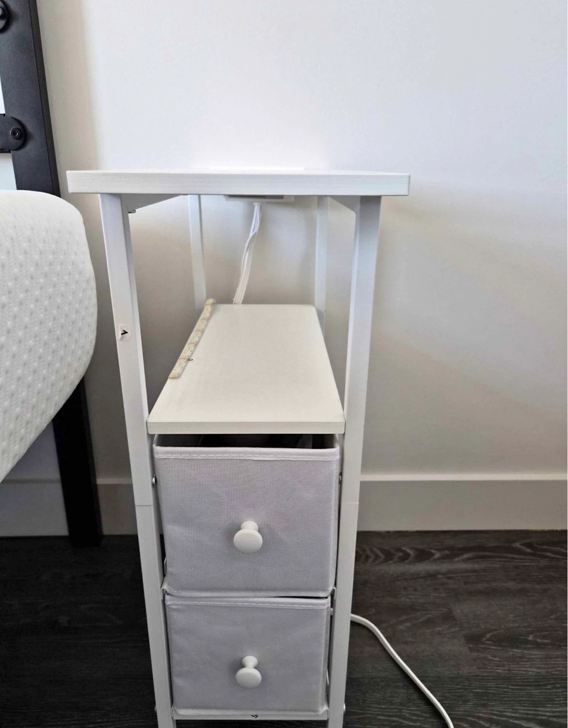 White 2-Drawer Narrow Storage Shelf