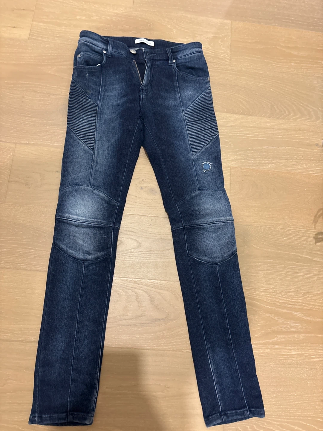Balmain Blue Denim Biker Jeans