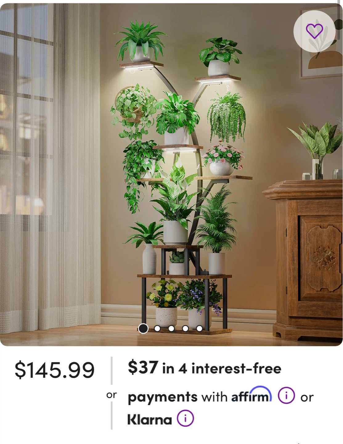 Multi-Tiered Plant Stand with Grow Lights