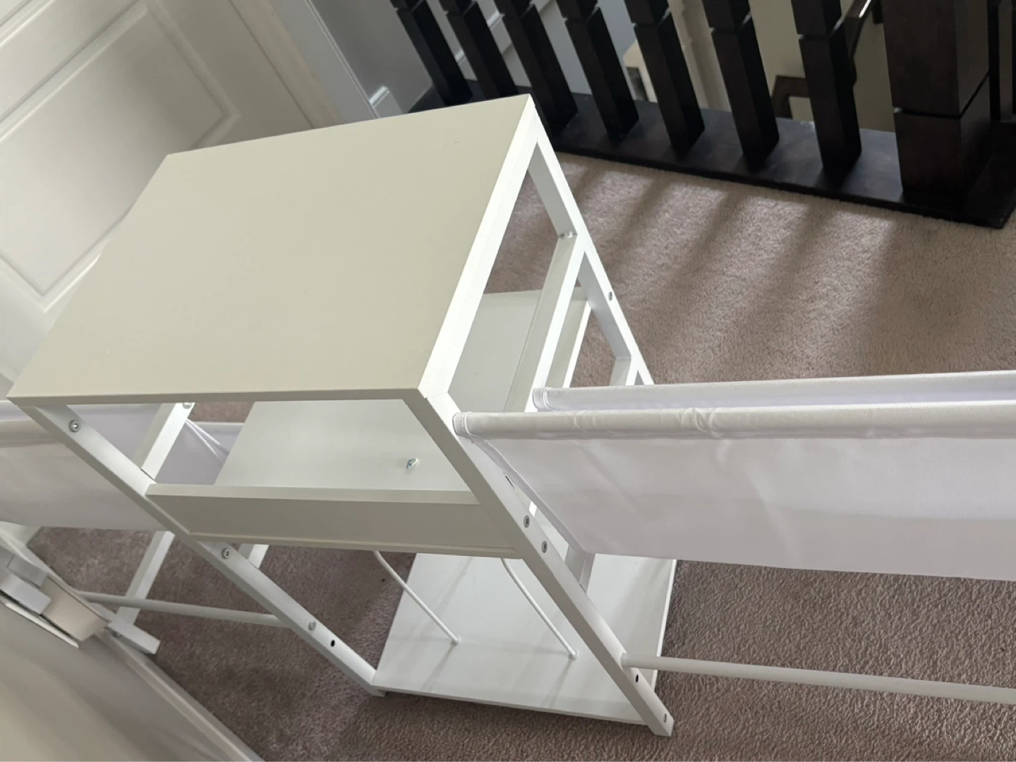 White Fabric Storage Rack