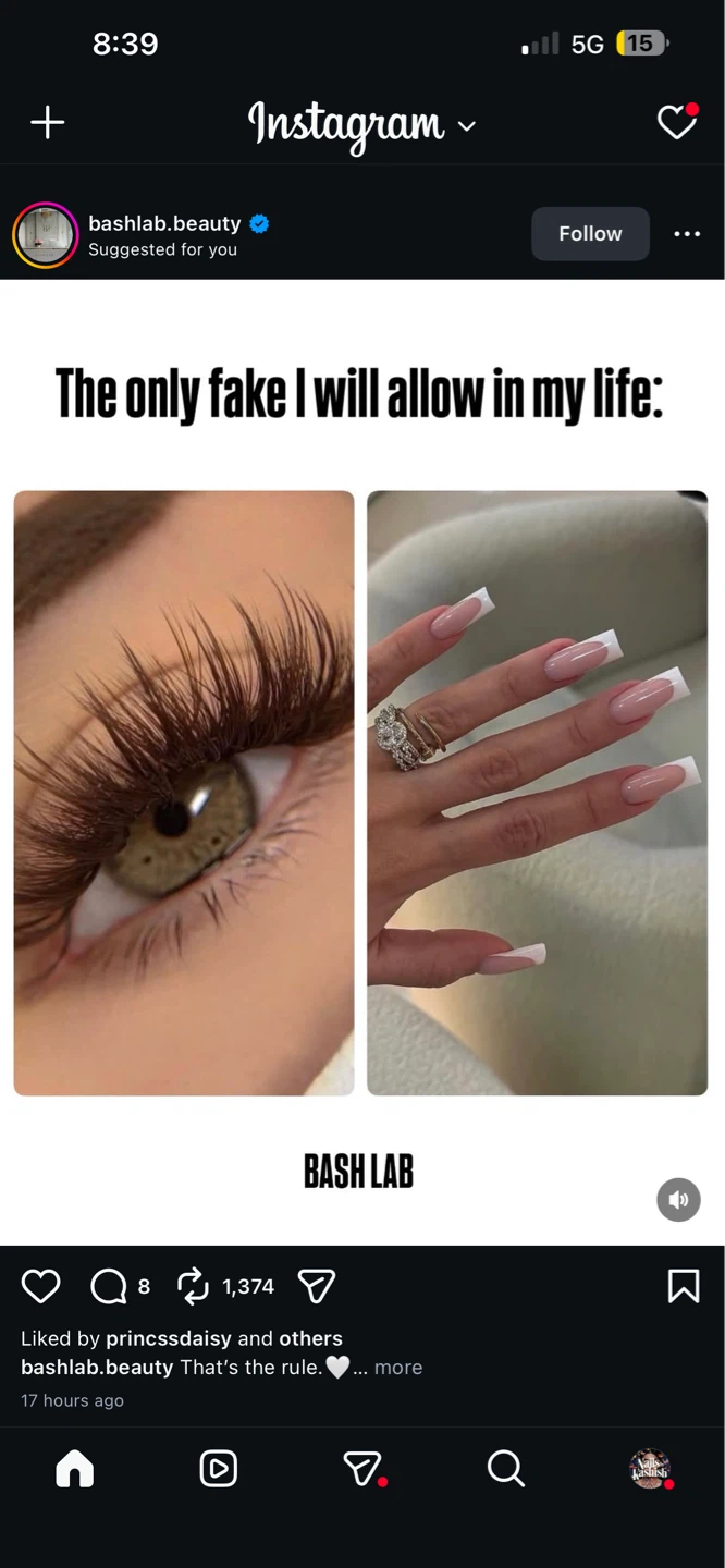 Bash Lab False Eyelashes and French Tip Nails