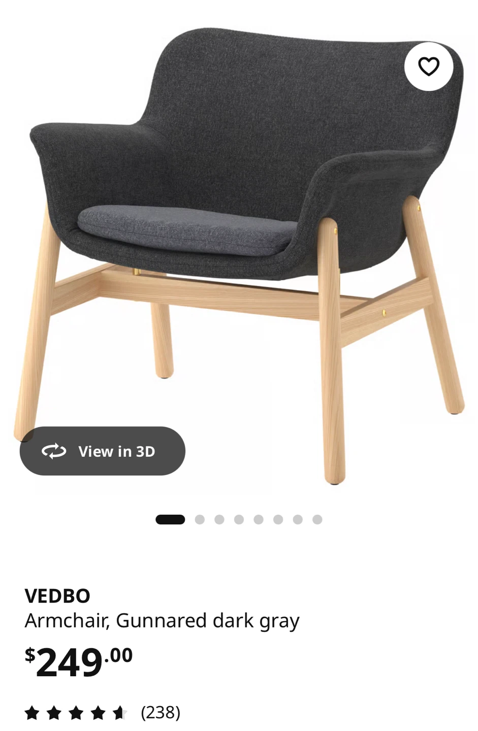 2 VEDBO Armchair, Gunnared dark gray
