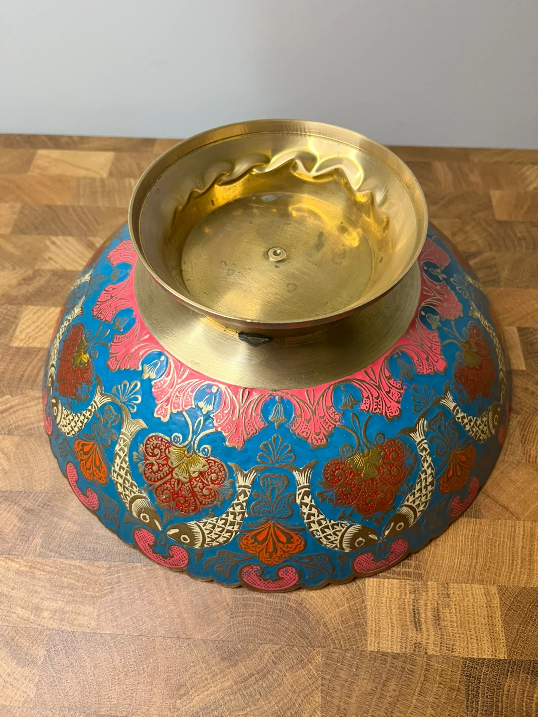 Decorative Brass and Enamel Bowl with Peacock Design - photo 5