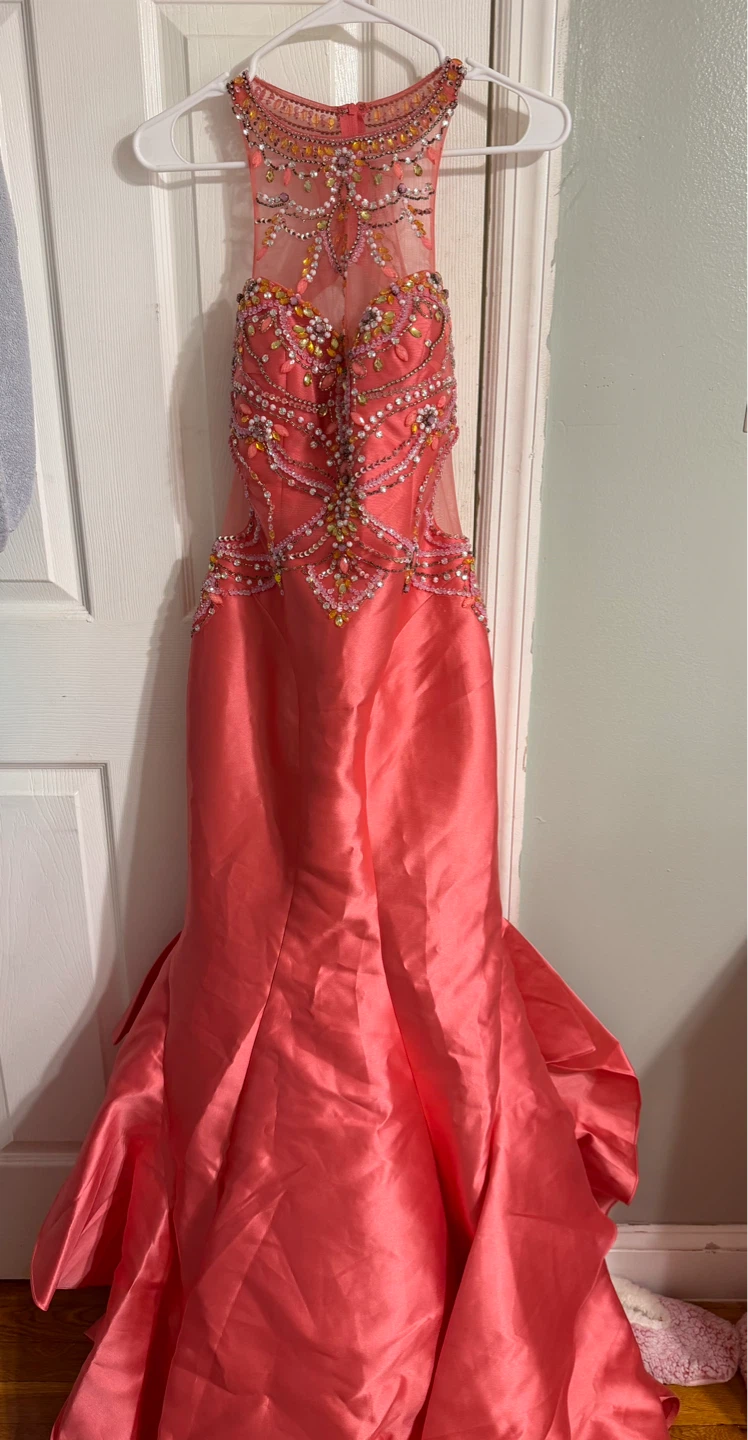 Coral Beaded Mermaid Prom Dress - photo 2
