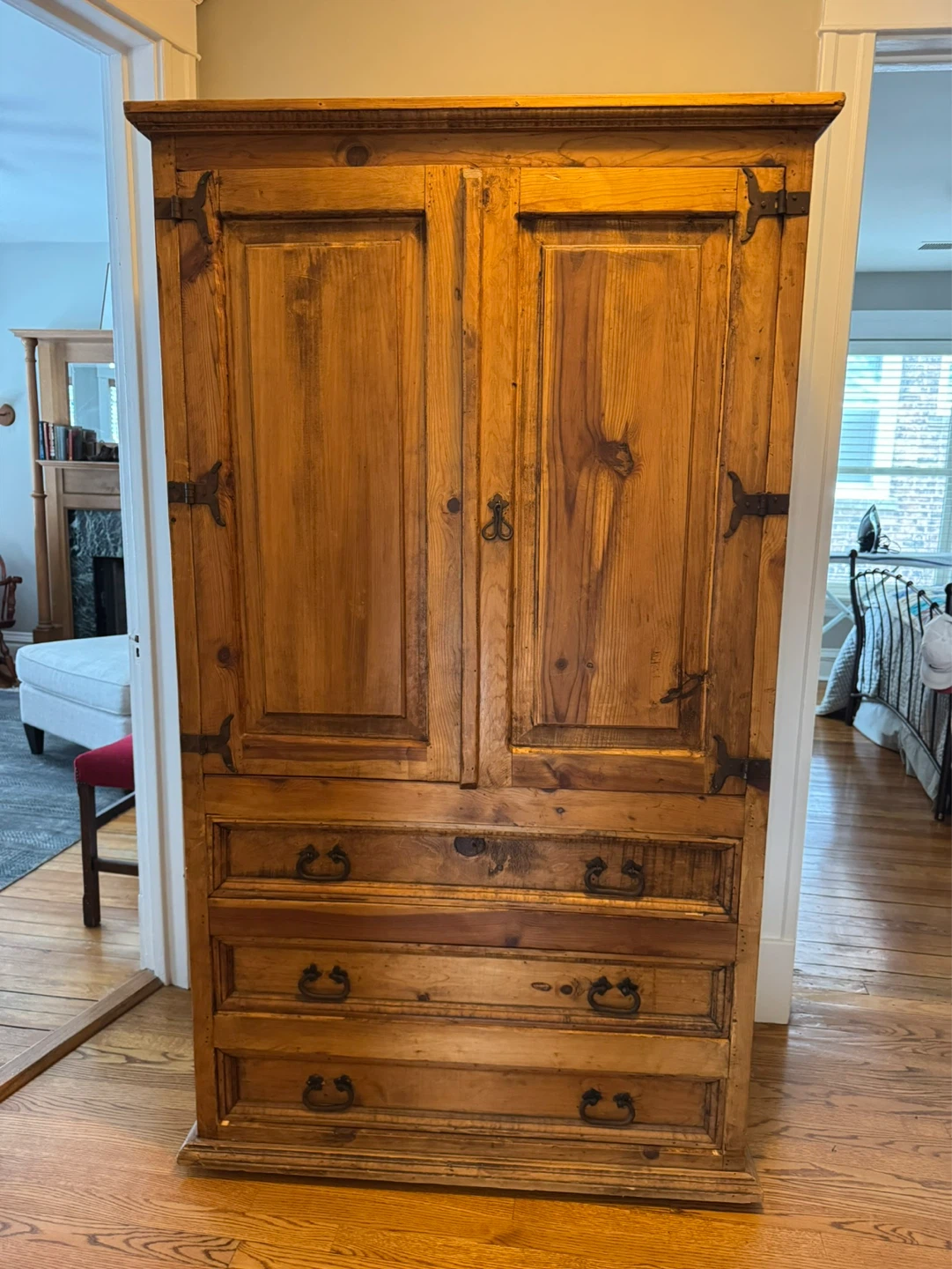 Rustic Wooden Armoire with Drawers
