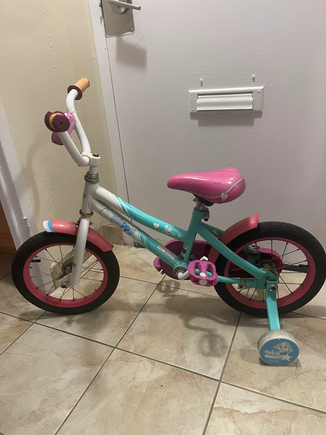 Kids' Bike with Training Wheels - Pink & Teal