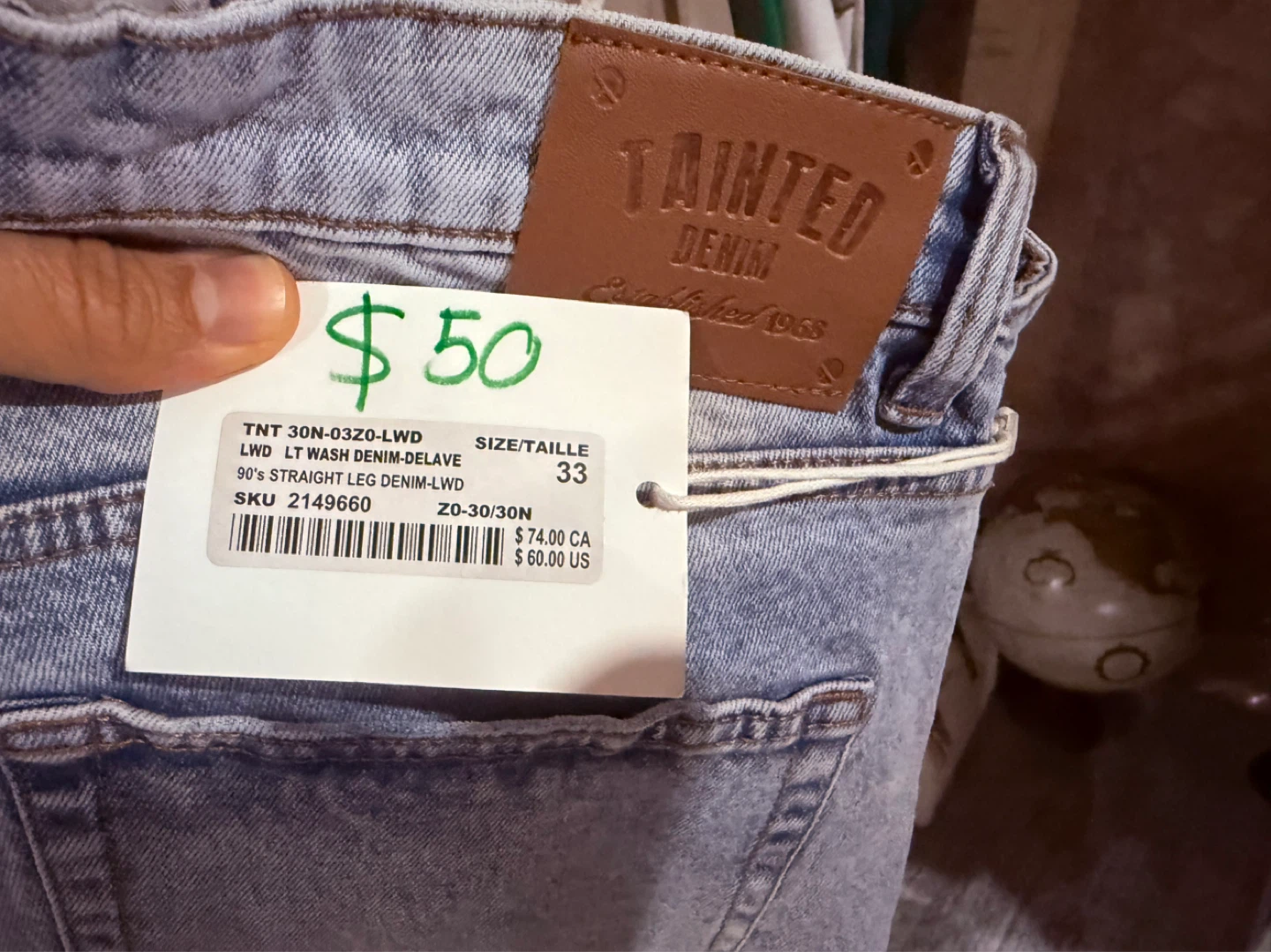 Tainted Denim 90s Straight Leg Jeans - Size 33 - photo 5