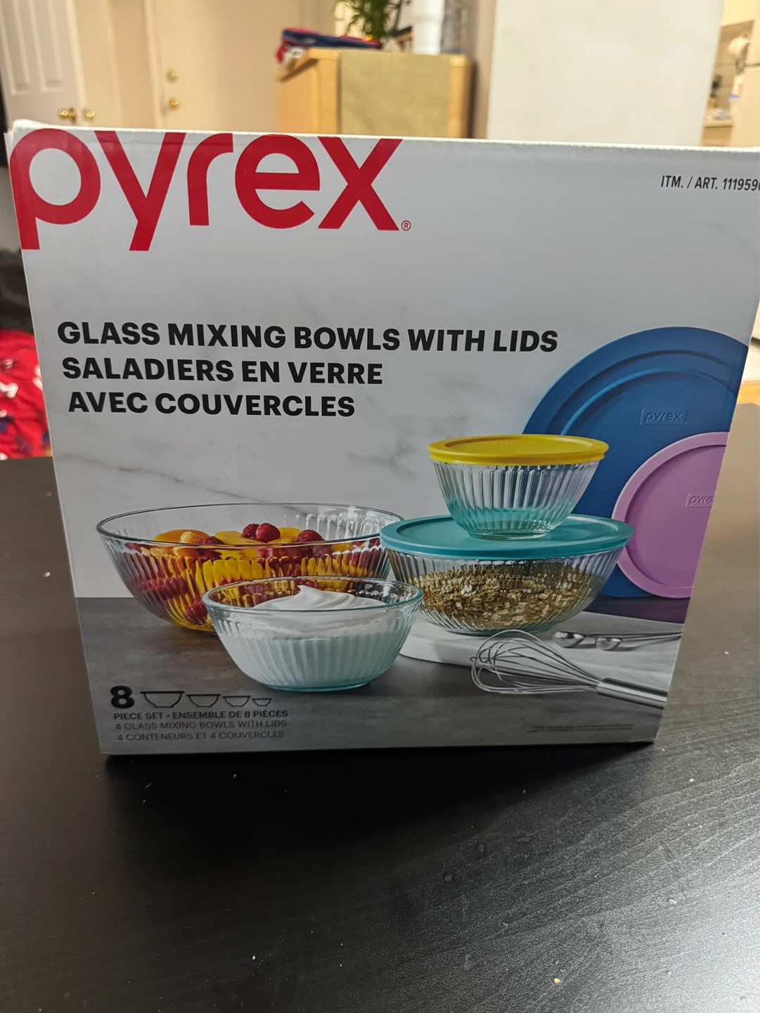 Pyrex 8-Piece Glass Mixing Bowls with Lids Set - photo 3