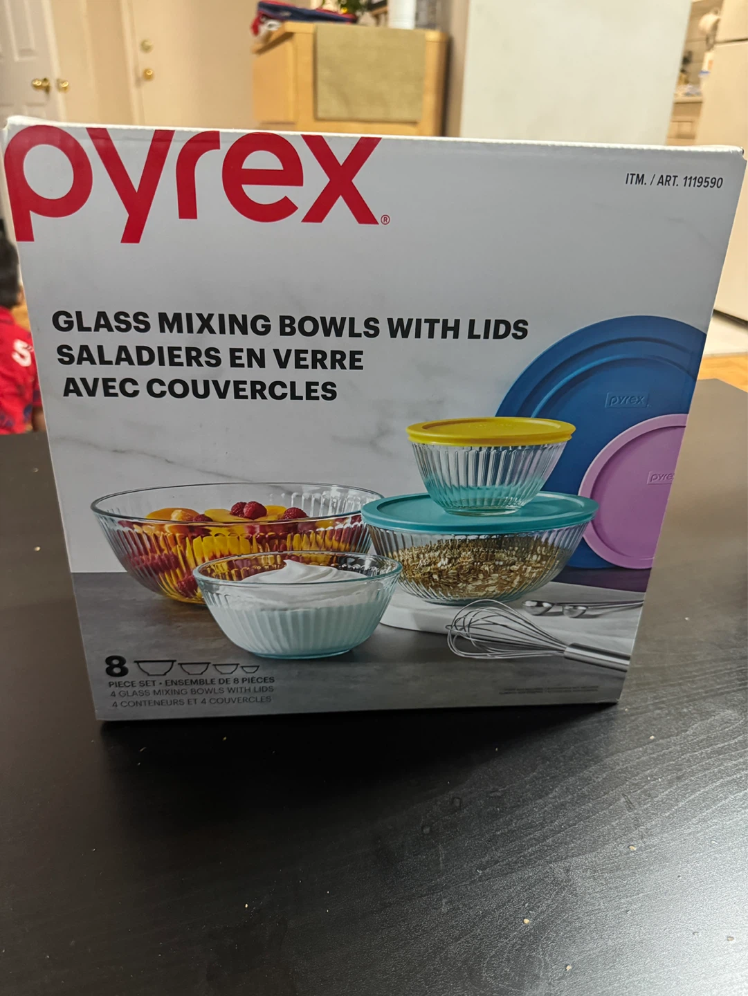 Pyrex 8-Piece Glass Mixing Bowls with Lids Set - photo 4