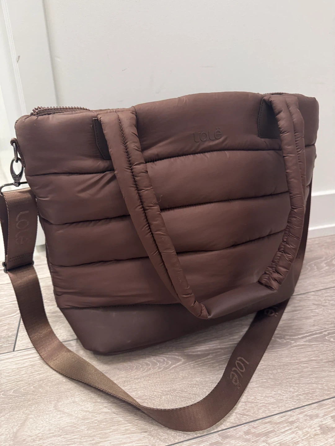 Lole Puffer Tote Bag - Chocolate Brown