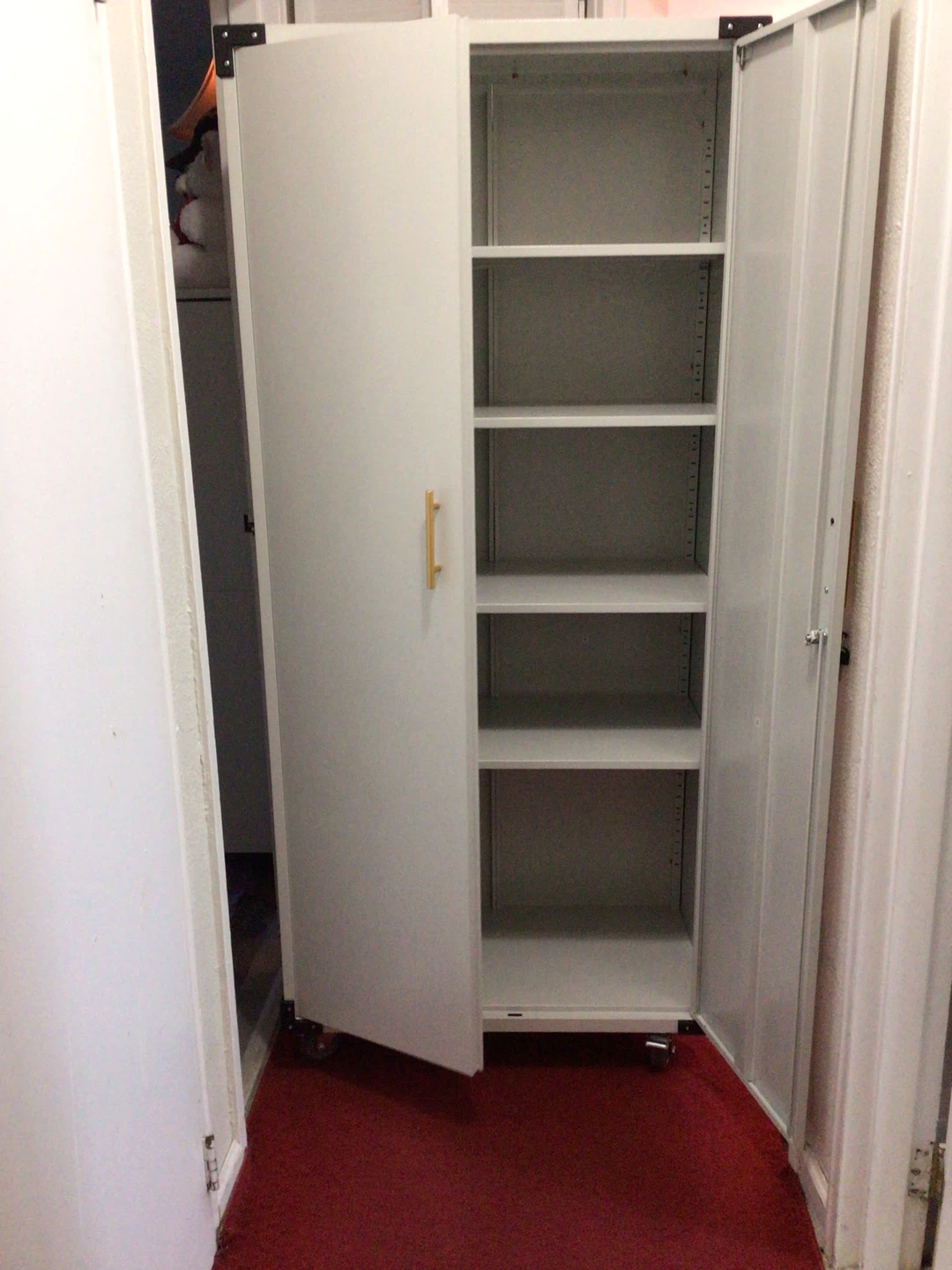 White Metal Storage Cabinet with Wheels - photo 2