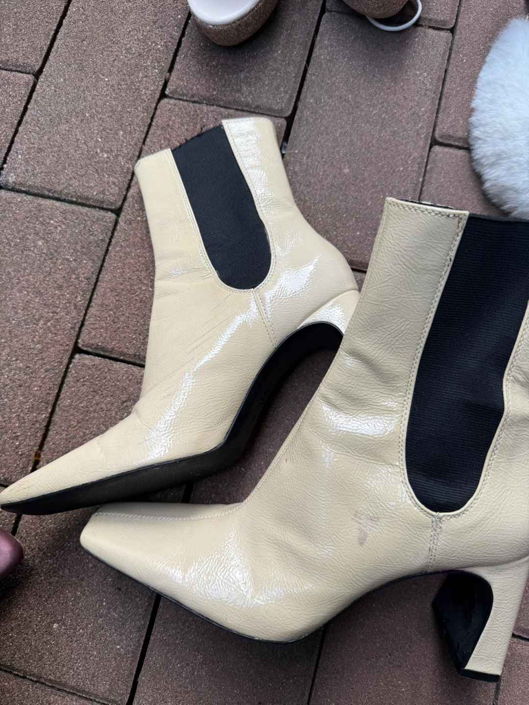 Zara Beige Patent Ankle Boots - Size 7 - photo 3