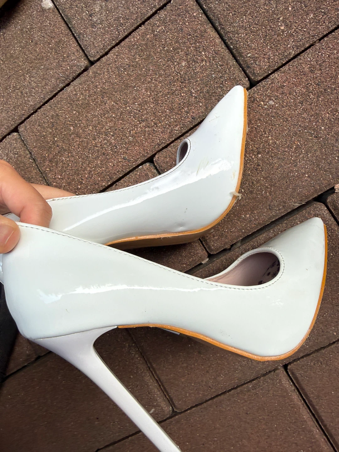 White Patent Stiletto Heels - Size 6 - photo 3