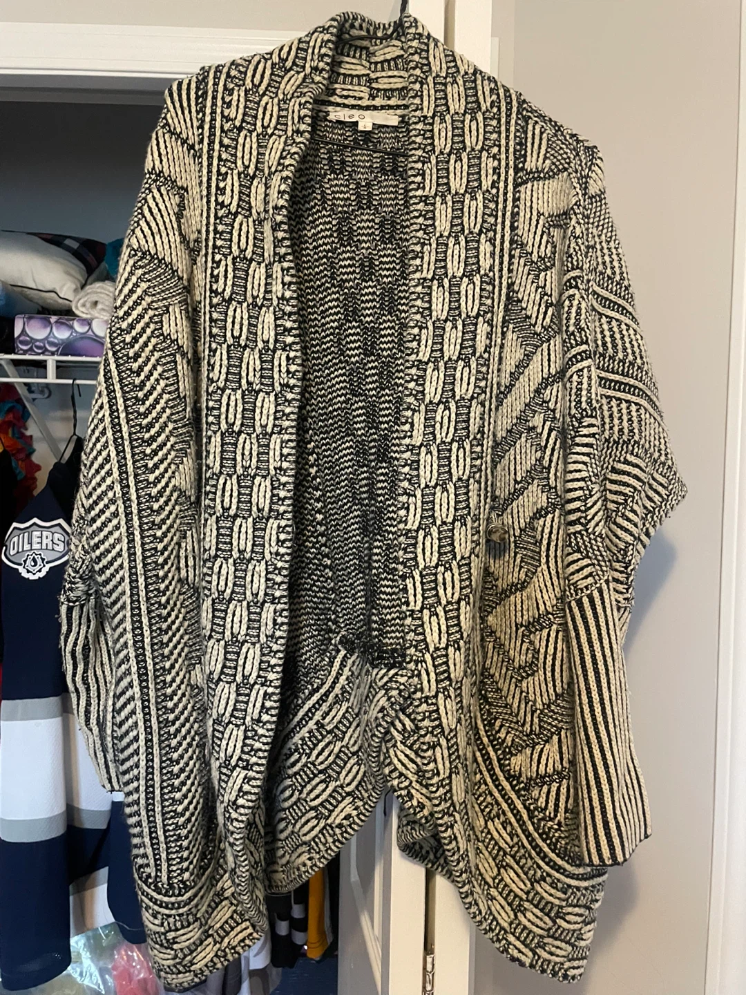 Cleo Black and Cream Patterned Cardigan