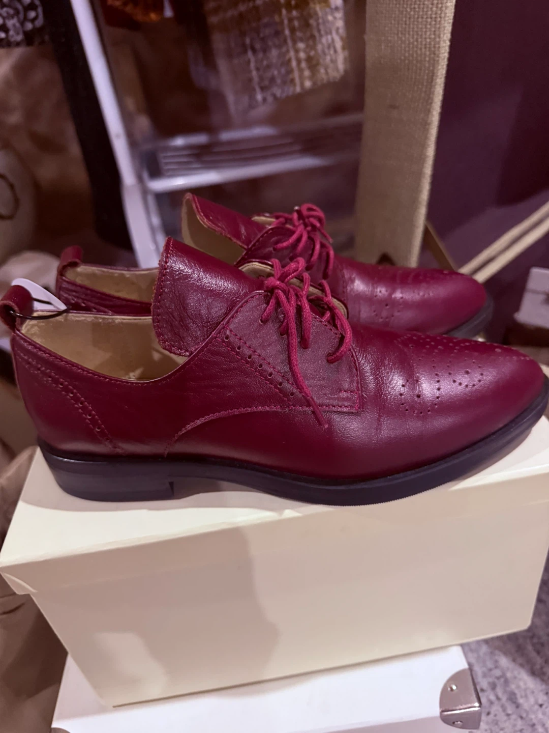 QAYL Burgundy Leather Oxford Shoes - Women's Size 37 uk - photo 2