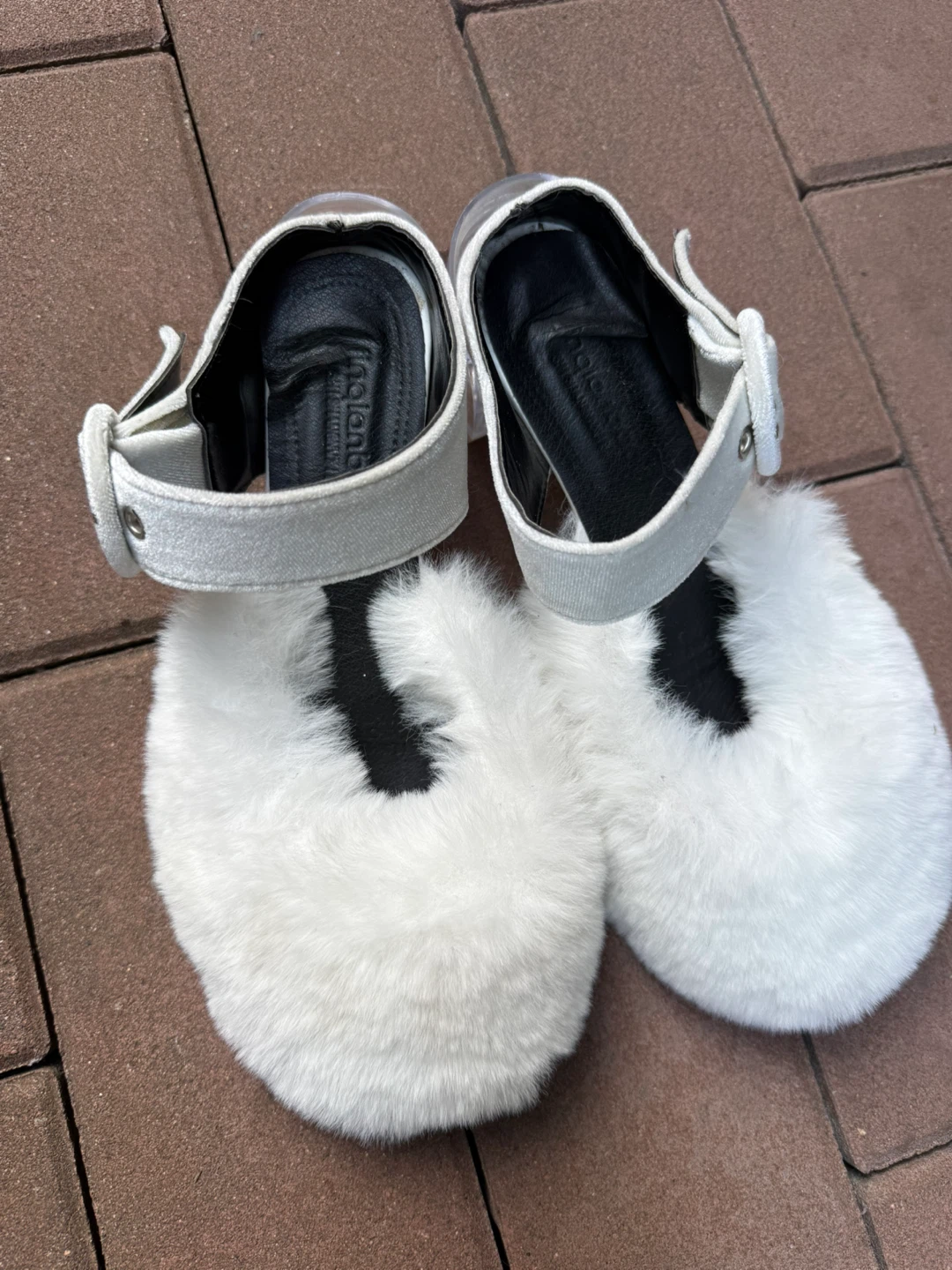 White Furry Platform Heels Size 7