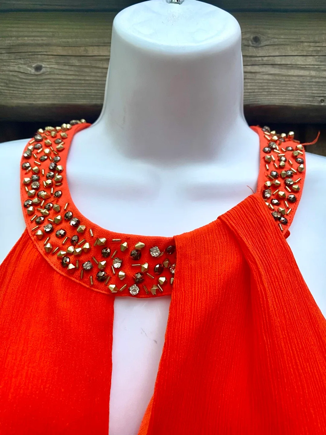 Marciano Orange Beaded Neck Halter Bodysuit - photo 5