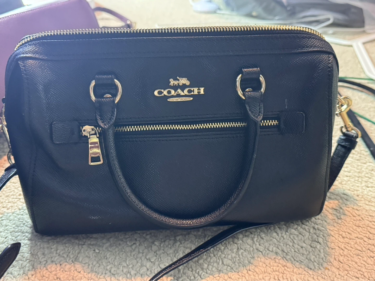 Coach Black Leather Satchel Handbag