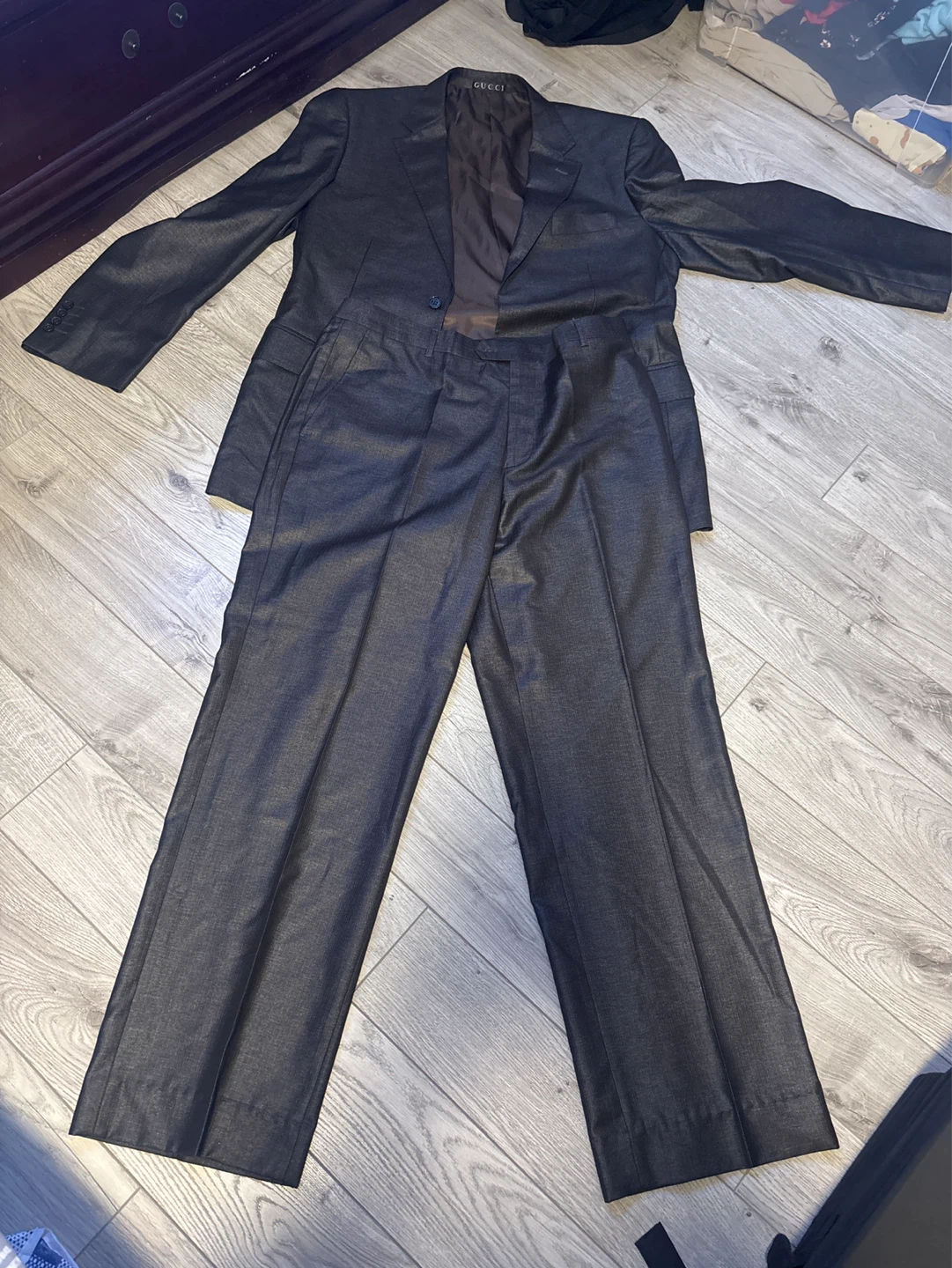 GUCCI Men's Charcoal Grey Wool Blend Suit - Jacket & Pants